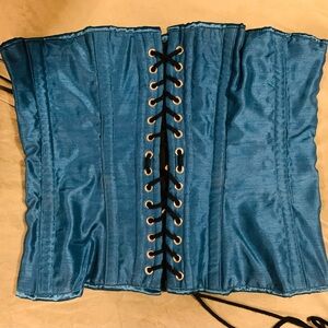 Blue Lace-Up Corset